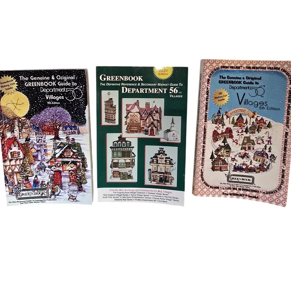 Lot of 5 Department 56 Collector Books Green Books 1998-2001, 2008